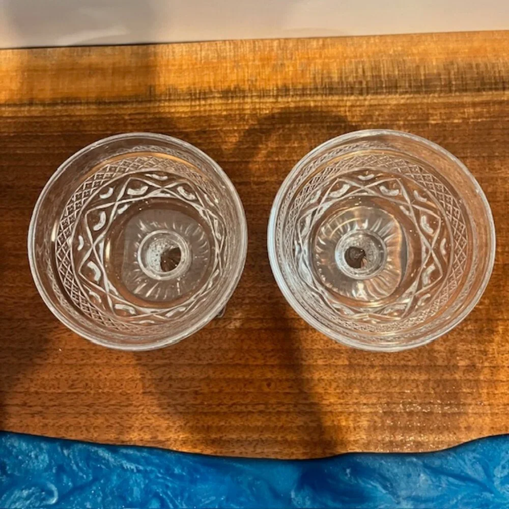 Set of (2) Vintage Imperial Glass Cape Cod Square Base Sherbet Sundae Cup Dish
